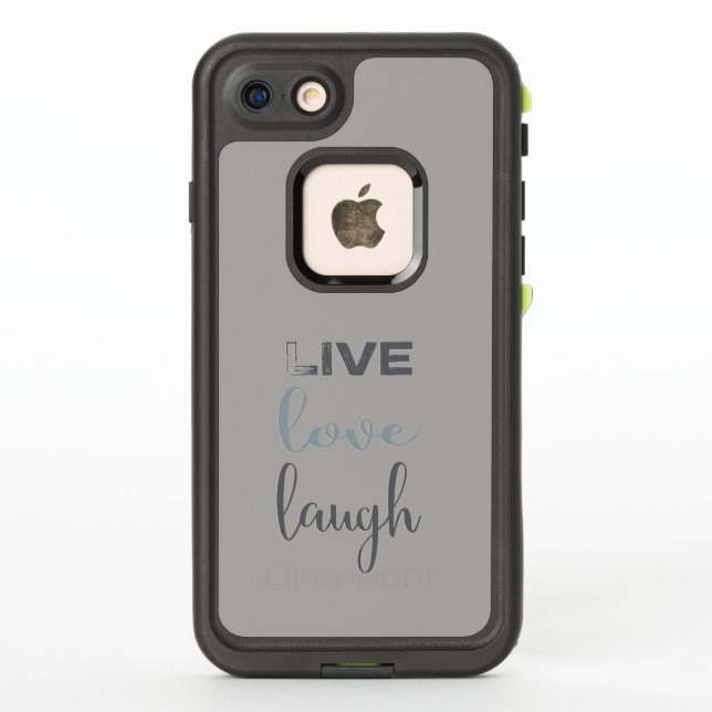 Grey Blue Live Love Laugh Typography LifeProof iPhone Case (Back)