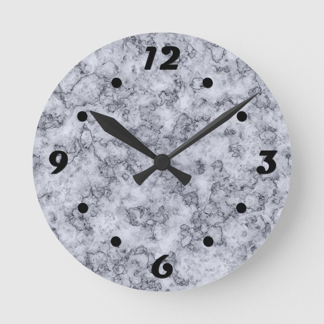 Grey Blue marble Round Clock (Front)