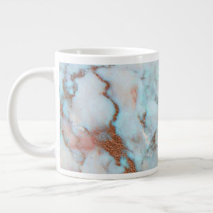 Grey Blue Marble Stone And Brown Glitter Large Coffee Mug