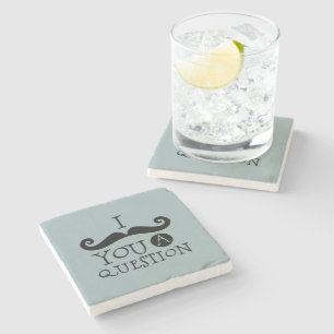 Grey Blue Moustache You A Question Father's Day Stone Coaster