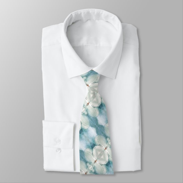 Grey Blue Patterned Tie (Tied)