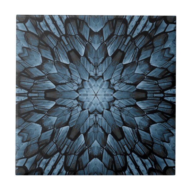 Grey blue pointed star geometric stone mosaic  ceramic tile (Front)