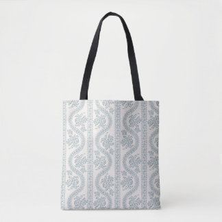 Grey Blue Serpentine Floral, Bone Tote Bag