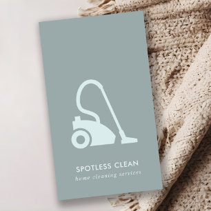 GREY BLUE SIMPLE VACUUM CLEANER CLEANING SERVICE BUSINESS CARD
