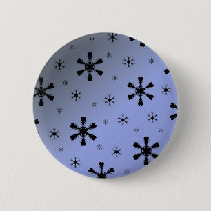 Grey Blue Snowflakes Button