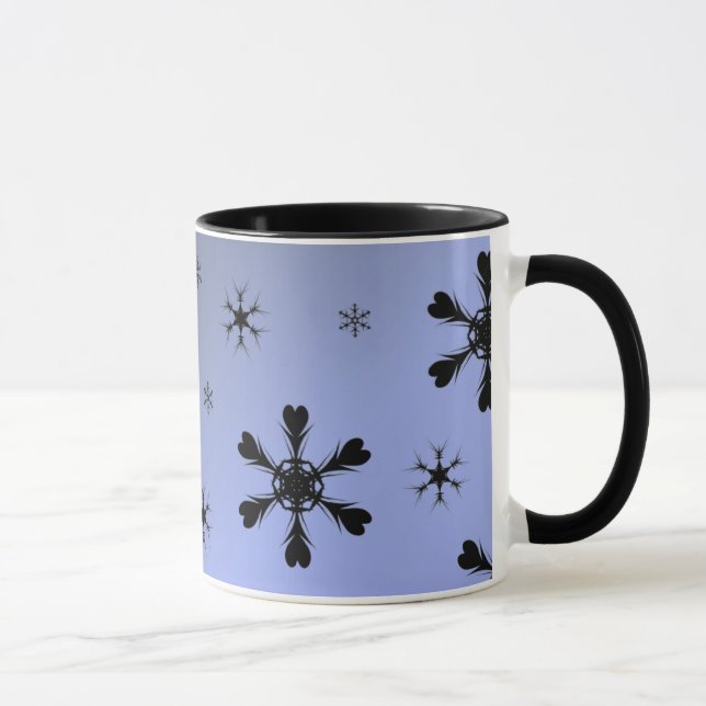 Grey Blue Snowflakes Mug (Right)