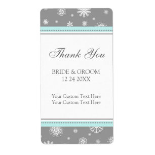 Grey Blue Snowflakes Winter Wedding Labels