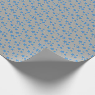 Grey Blue Stars Modern design Wrapping Paper