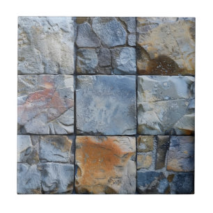 Grey Blue Stone Tile Pattern