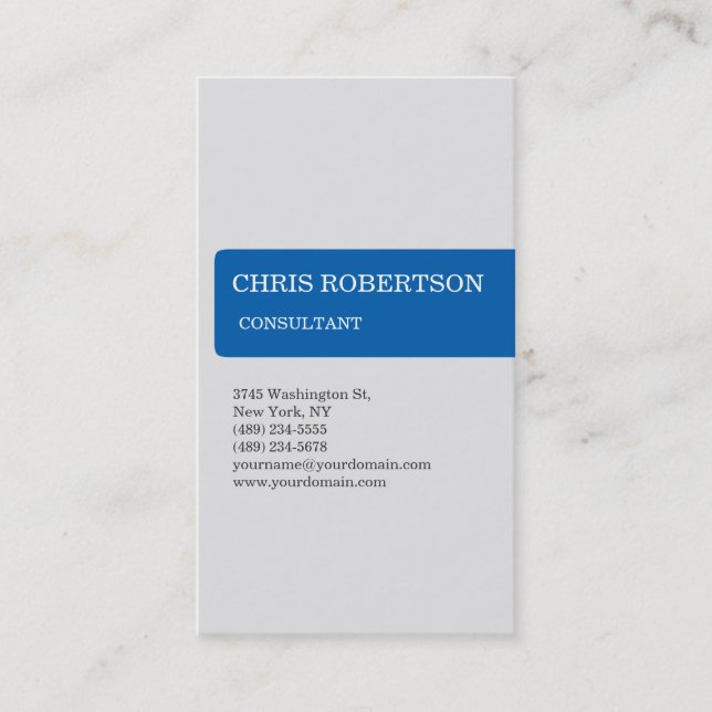 Grey Blue Striped Attractive Charm Business Card (Front)