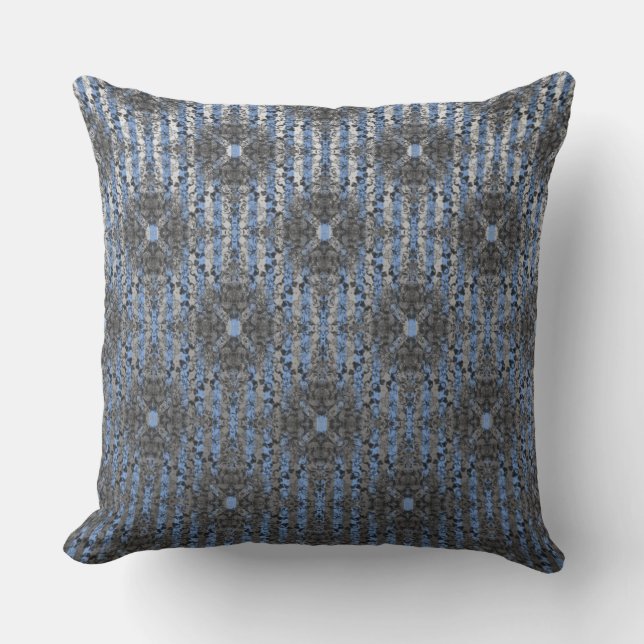 Grey Blue Striped Hollywood Regency Pattern Cushion (Front)