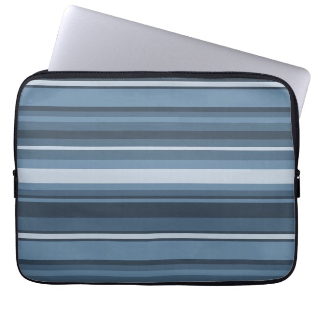 Grey-blue stripes laptop sleeve (Front)