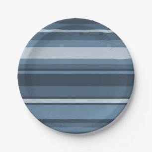 Grey-blue stripes paper plate
