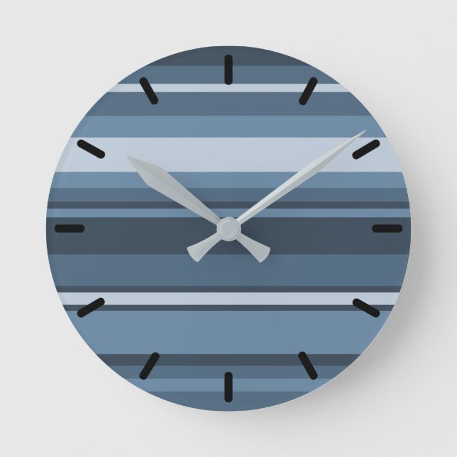 Grey-blue stripes round clock (Front)