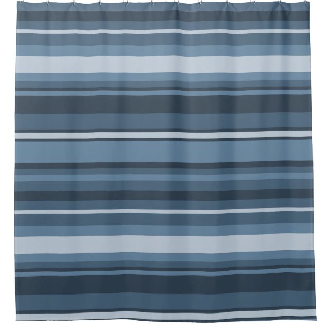 Grey-blue stripes shower curtain (Front)