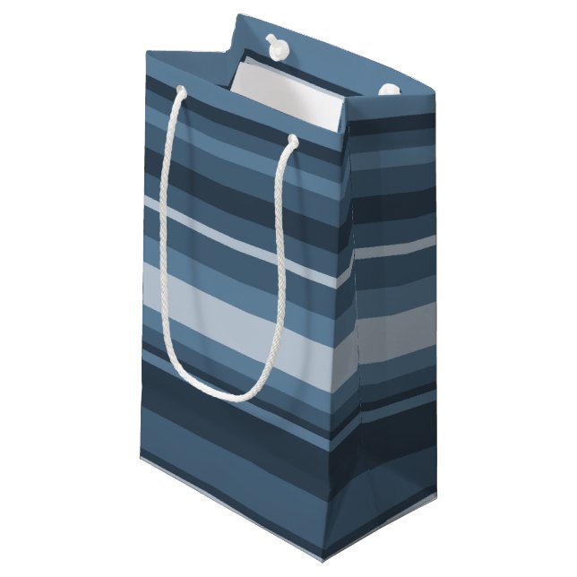 Grey-blue stripes small gift bag (Front Angled)