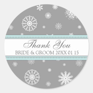 Grey Blue Thank You Winter Wedding Favour Tags