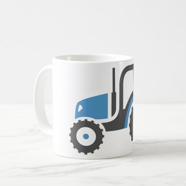 Grey Blue Tractor Coffee Mug (Front Left)