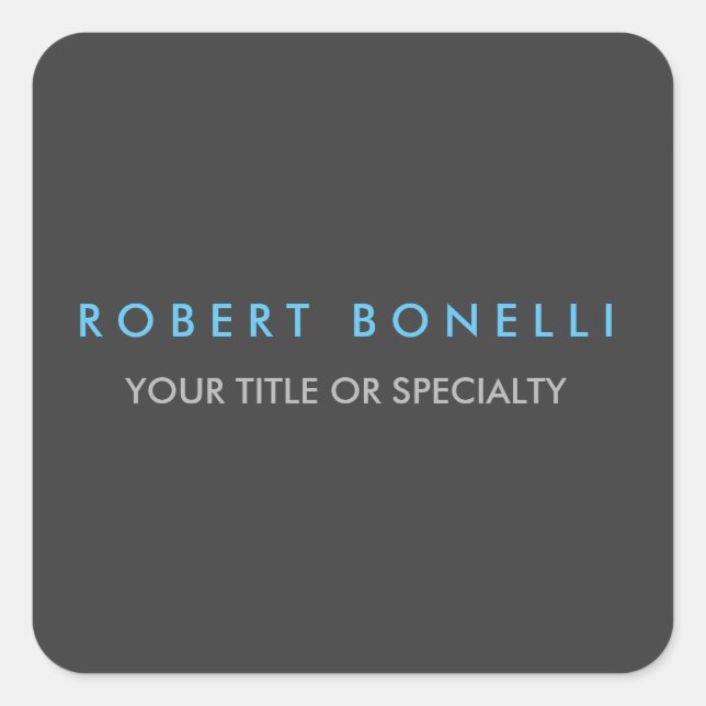 Grey Blue Trendy Square Sticker (Front)