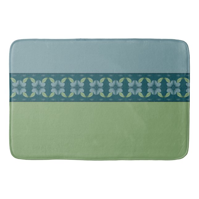 Grey Blue Turquoise and Green Bath Mat (Front)