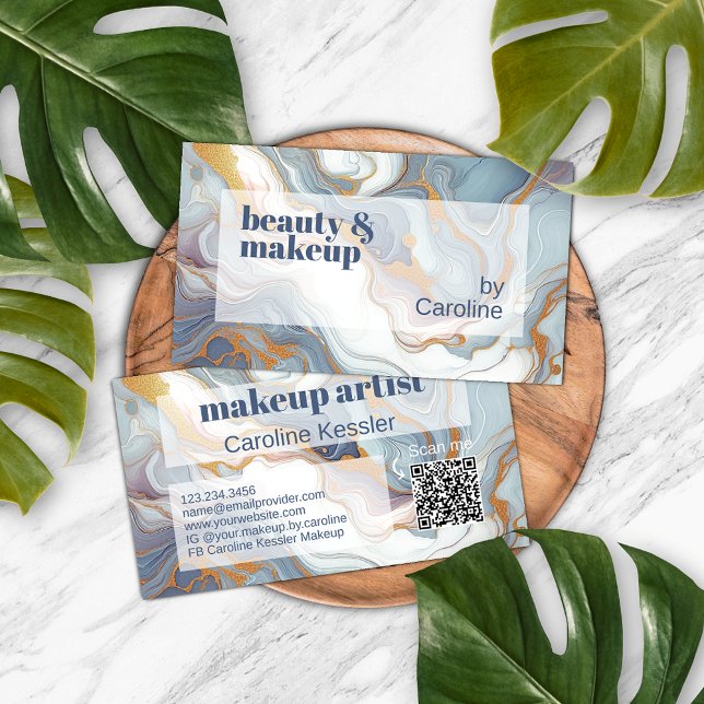 Grey Blue Violet Purple White Gold Marble Pattern Business Card (Creator Uploaded)