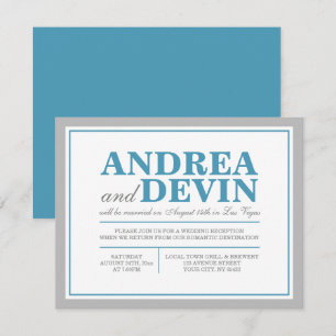 Grey & Blue Wedding Reception ONLY Invitations