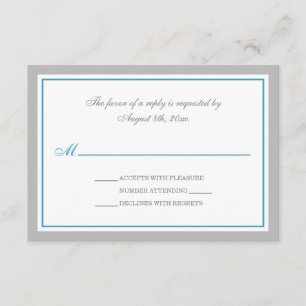 Grey & Blue Wedding Reception RSVP Cards