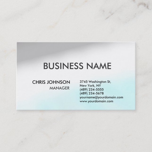 Grey Blue White Creative Chic Modern Business Card (Front)