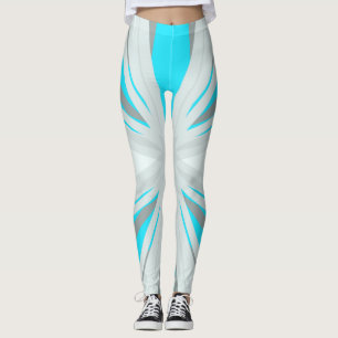 Grey Blue White Winter Christmas Star Gym Yoga Leggings