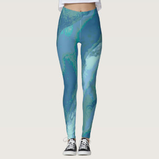 Grey Blue "Write on the Edge" Patterned Leggings