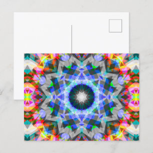 Grey Blue Yellow Christmas Festive Star Snowflake Postcard
