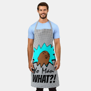 grey blue Yo Man What You Want Mug Shot Comics Apron