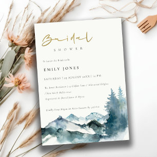 Grey Blush Blue Mountains Pine Bridal Shower Invitation