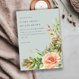 GREY BLUSH DESERT SUCCULENT CACTI FOLIAGE WEDDING INVITATION