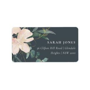 GREY BLUSH GOLD FLORAL BUNCH WATERCOLOR ADDRESS LABEL