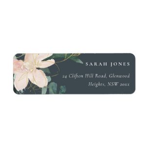 GREY BLUSH GOLD FLORAL BUNCH WATERCOLOR ADDRESS RETURN ADDRESS LABEL