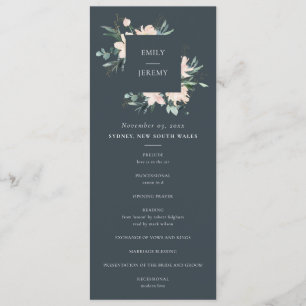 GREY BLUSH GOLD FLORAL WEDDING CEREMONY PROGRAM
