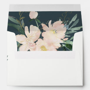 GREY BLUSH GOLD FLORAL WREATH WATERCOLOR ADDRESS ENVELOPE