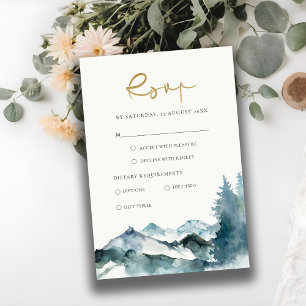 GREY BLUSH GREEN BLUE MOUNTAINS PINE WEDDING RSVP ENCLOSURE CARD