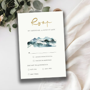 GREY BLUSH GREEN BLUE MOUNTAINS PINE WEDDING RSVP ENCLOSURE CARD