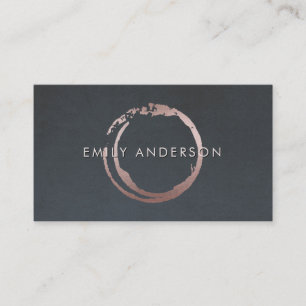 GREY BLUSH PINK BRUSH STROKE CIRCLE MARK LOGO BUSINESS CARD