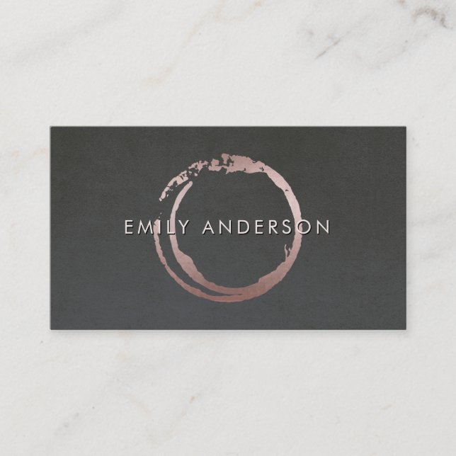 GREY BLUSH PINK BRUSH STROKE CIRCLE MARK LOGO BUSINESS CARD (Front)