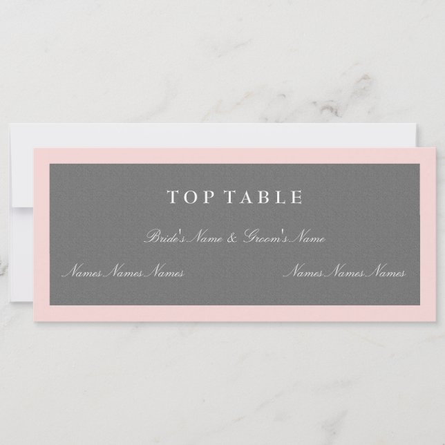 Grey & Blush Pink Top Table Plan Card (Front)