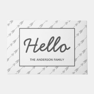 Grey Bohemian Arrows Hello Doormat