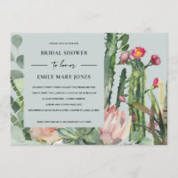 GREY BOHO PINK FLORAL CACTUS FOLIAGE BRIDAL SHOWER