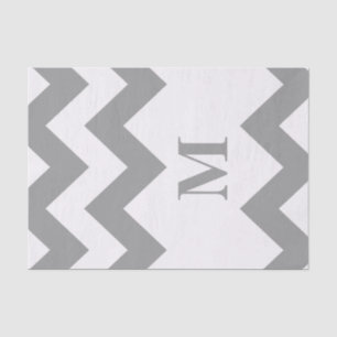 Grey Bold Chevron with monogram Tissue Paper