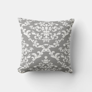 Grey Bold Damask @ Emporiomoffa Cushion