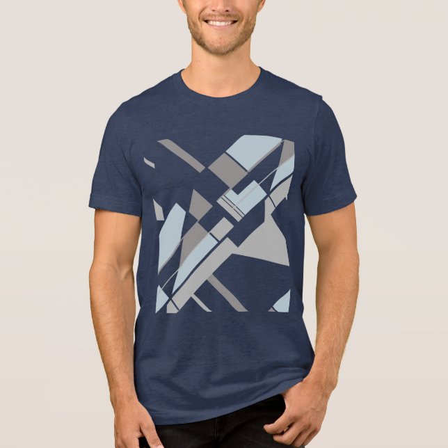 Grey Bold Geometric Diagonal Crisscross MCM Look Tri-Blend Shirt (Front)