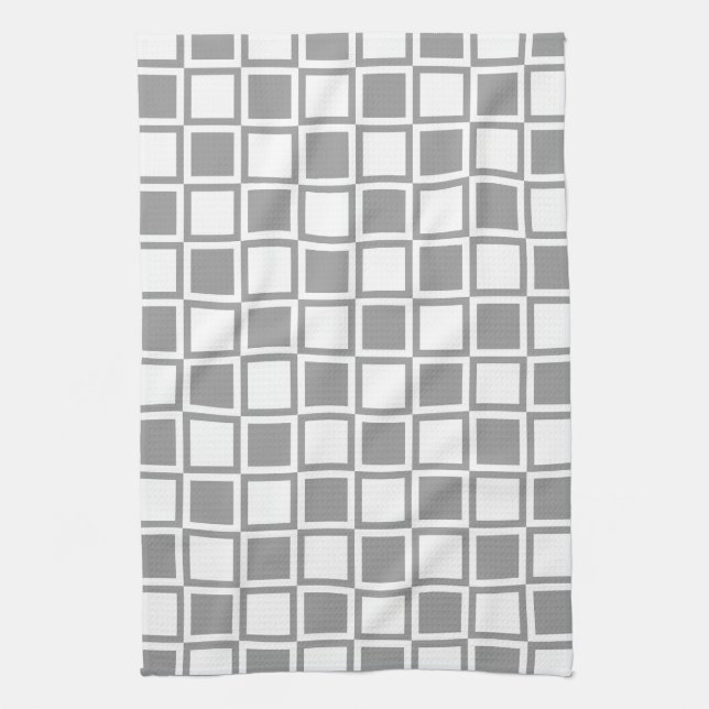 Grey Bold Mod Squares Tea Towel (Vertical)