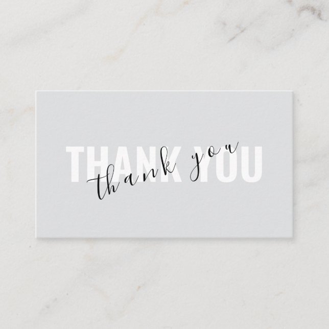 Grey Bold Script Thank You Card Discount Business (Front)